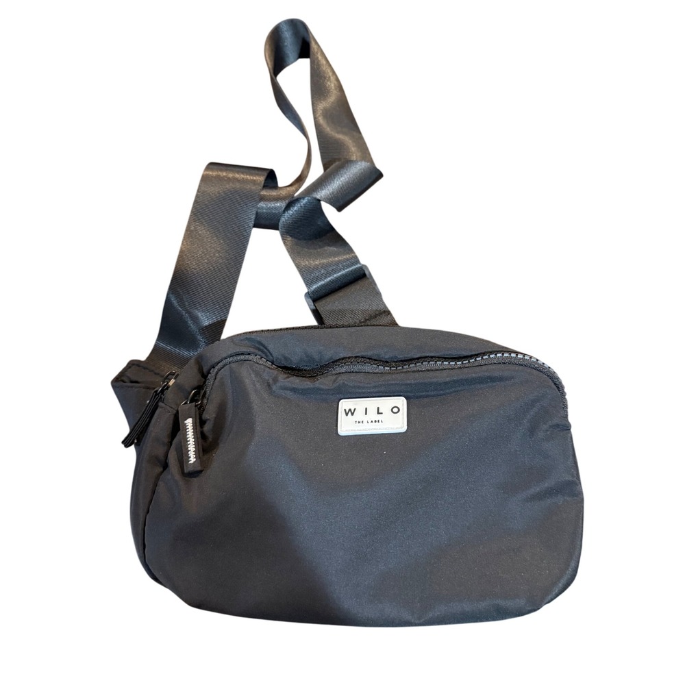 WILO The Label Black Nylon Belt Bag Fanny Pack Adjustable Strap Zip Pouch‎
